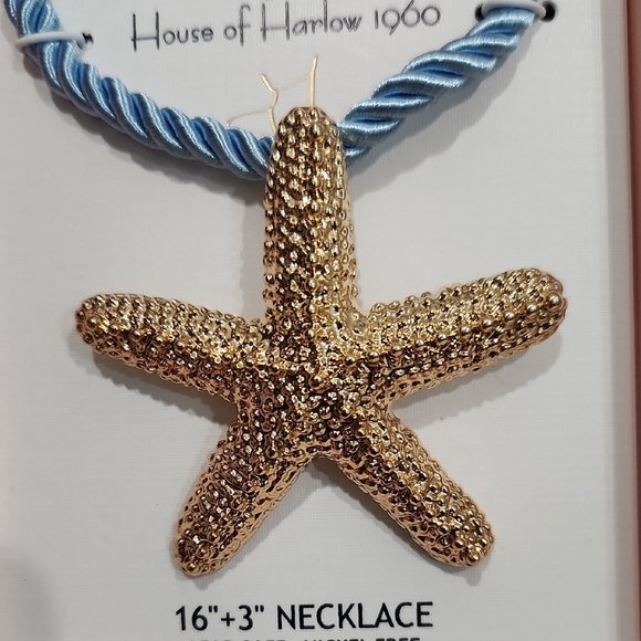 House of Harlow🔹️  16" Starfish Blue Rope Necklace And Piper K Earring Star Set - Picture 5 of 10